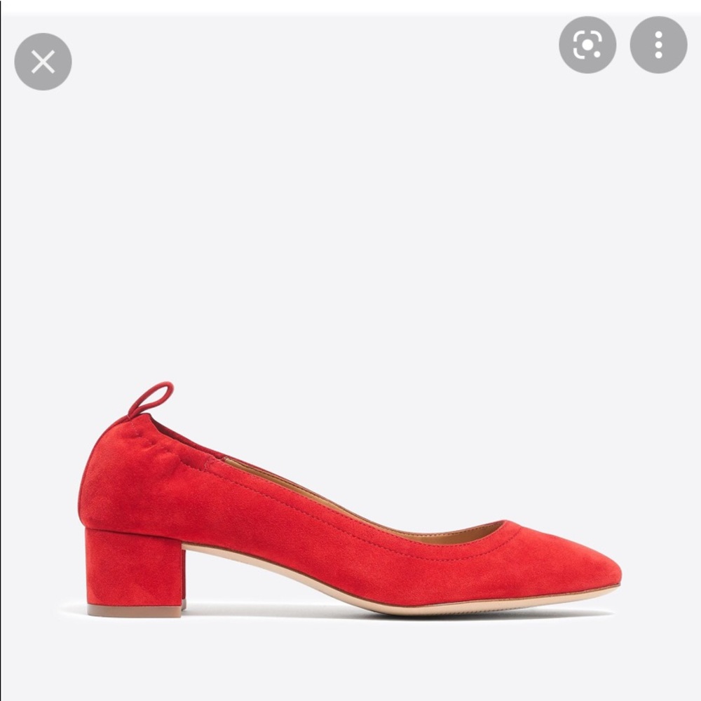 J. Crew Anya Red Suede Block Heel Shoes Size 10